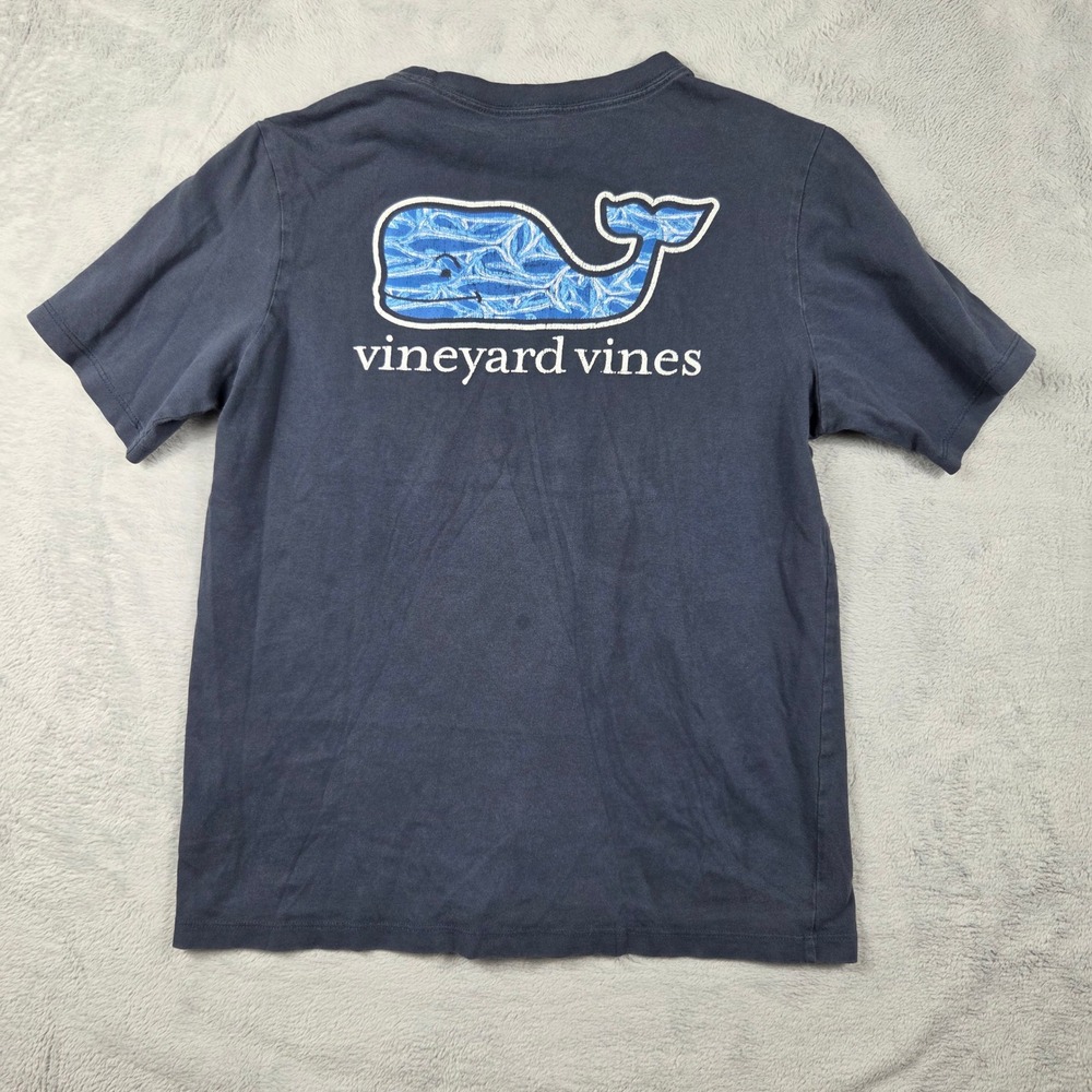 Vineyard Vines Pocket T-Shirt Kids Large Navy Blue Good Whale Graphic Tee